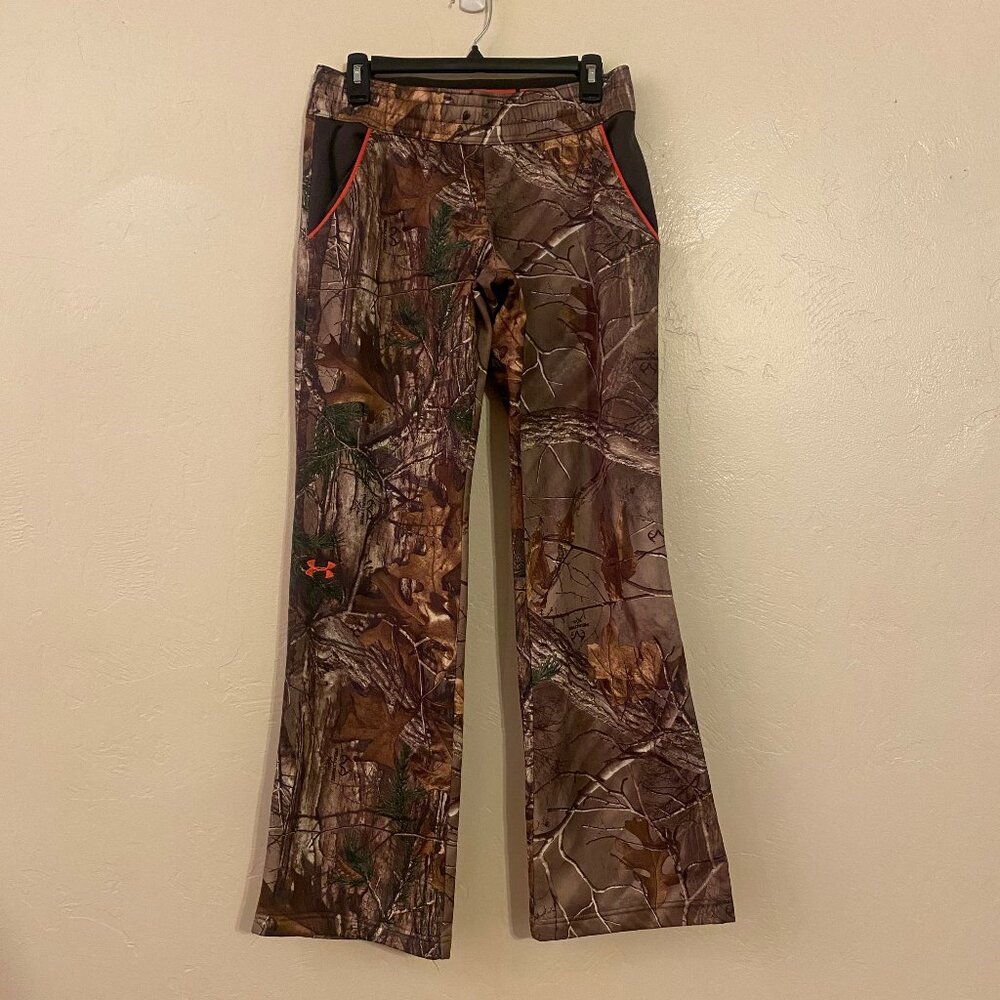 Under Armour Fleece Lined Pants Womens Small Camo Realtree Outdoor Hunting Pink